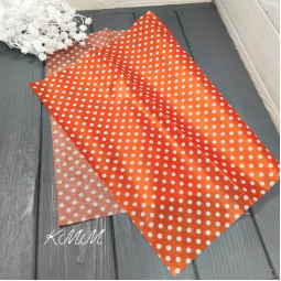 Папір тишью Білий горох на червоному 50см * 35см - 1шт.