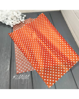 Папір тишью Білий горох на червоному 50см * 35см - 1шт.