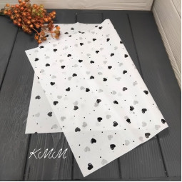 Папір тишью Серце чорне на білому 50см * 35см - 1шт.