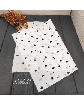 Папір тишью Серце чорне на білому 50см * 35см - 1шт.