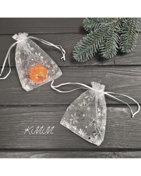 Мешочек из органзы Снежинка Серебро 120ммх90мм - 1шт.