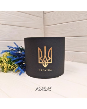 Капелюшна коробка  Чорна з Тризубом - 16см / 14см