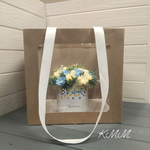 Сумка - переноска з вікном Крафт (29,5смх30смх26см)-1шт