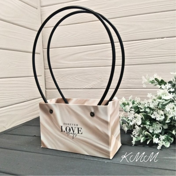 Сумка міні з круглими ручками Шовк "Love Always & Forever" 160х70х100мм