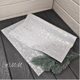 Бумага тишью Снежинки Серебро 50см*35см - 1 шт.