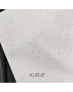  Папір тишью Біла з голографічними блискітками 50см*35см - 1шт.-foto2