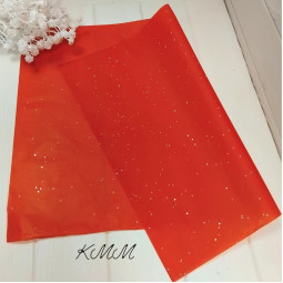  Папір тишью Червоний з голографічними блискітками 50см*35см - 1шт.