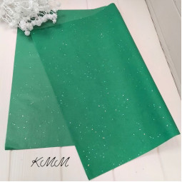 Бумага тишью Зеленая с голографичными блестками 50см*35см - 1 шт.