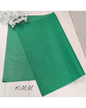  Папір тишью Зелений з голографічними блискітками 50см*35см - 1шт.