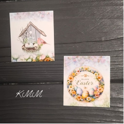 Листівка бірка Happy Easter Шпаківня 50х45мм (5шт)