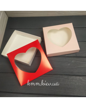 Коробка з вікном Серце 150х150х35 - Червоний