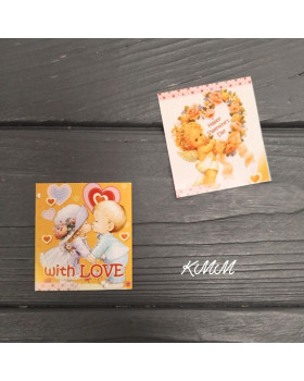 Листівка бірка With Love. Happy Valentine`s day 50х45мм (5шт)   