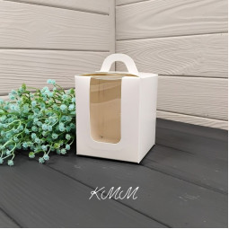 Коробка з вікном 90х90х110мм - Біла