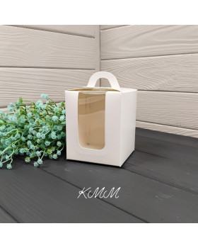 Коробка с окном 90х90х110мм- Белая