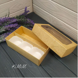 Коробка с перегородкой Крафт на 2 ячейки 200х120х60мм-foto2