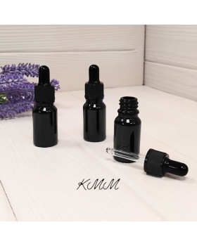 Флакон скляний чорний Сідней з пластиковою піпеткою - 10мл 