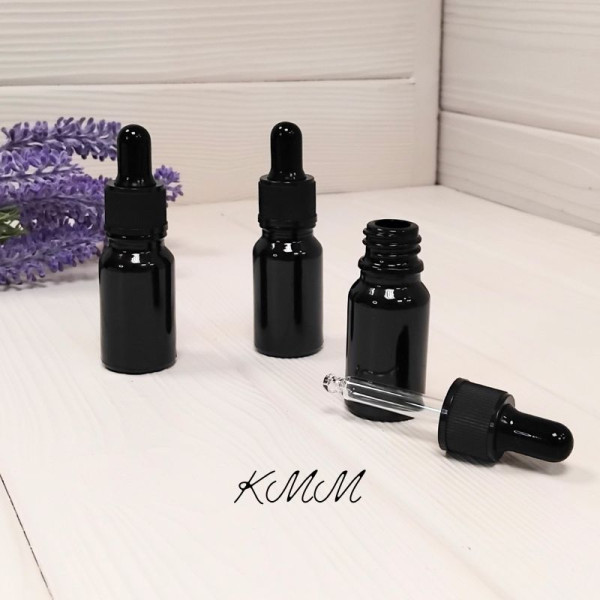 Флакон стеклянный Сидней черный с пластиковой пипеткой -10мл