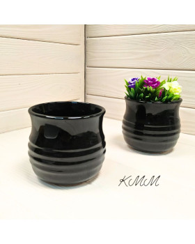 Ваза керамічна чорна Горщик