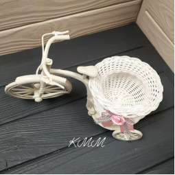 Кашпо Велосипед Ровер з великим колесом та рожевою стрічкою-foto2