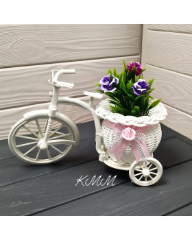 Кашпо Велосипед Ровер з великим колесом та рожевою стрічкою