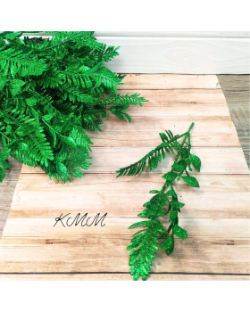 Гілка папороті з листям у глітері Зелена (2 насадки)