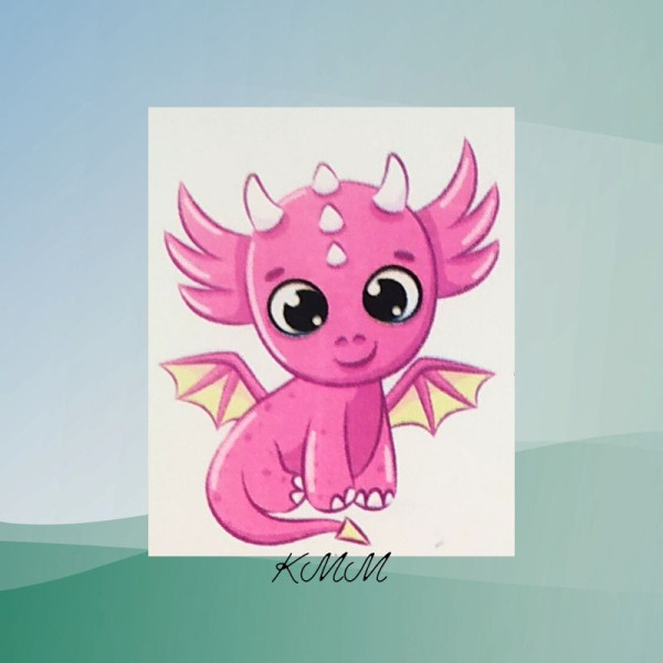 Картинка на водорозчинному папері Дракончик рожевий (1шт.)