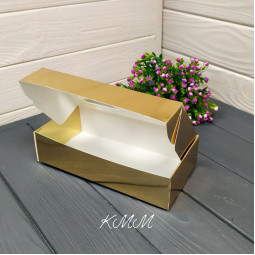 Коробка прямоугольная Золотая с фигурным окном 200х100х50мм-foto2