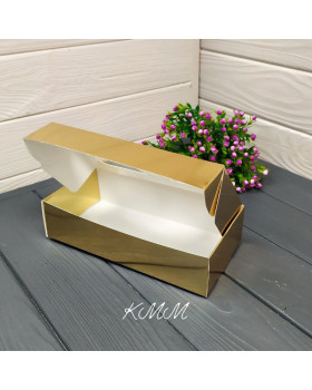 Коробка прямокутна Золота з фігурним вікном 200х100х50мм-foto2