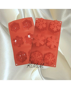 Силиконовая форма планшет Снежинки (3 вида) 6шт.