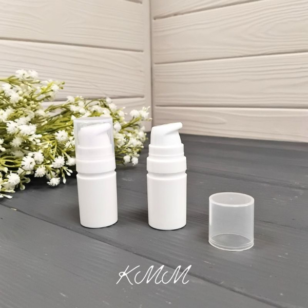 Флакон вакуумный Пуш Белый с дозатором-помпой - 5мл